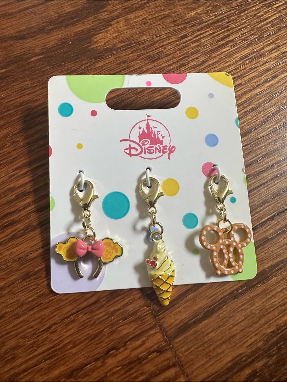 New Disney Park Charm Trio Ice Cream Pink Bow Minnie Ear & Pretzel Disney Sweets